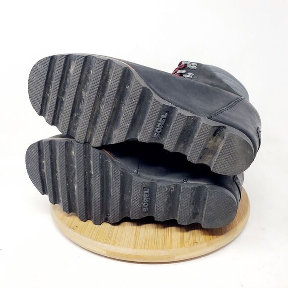 Sorel Boots Womens 7 Conquest Wedge Black Lace Up Hiker Alpine Lug Shoe - Picture 11 of 14